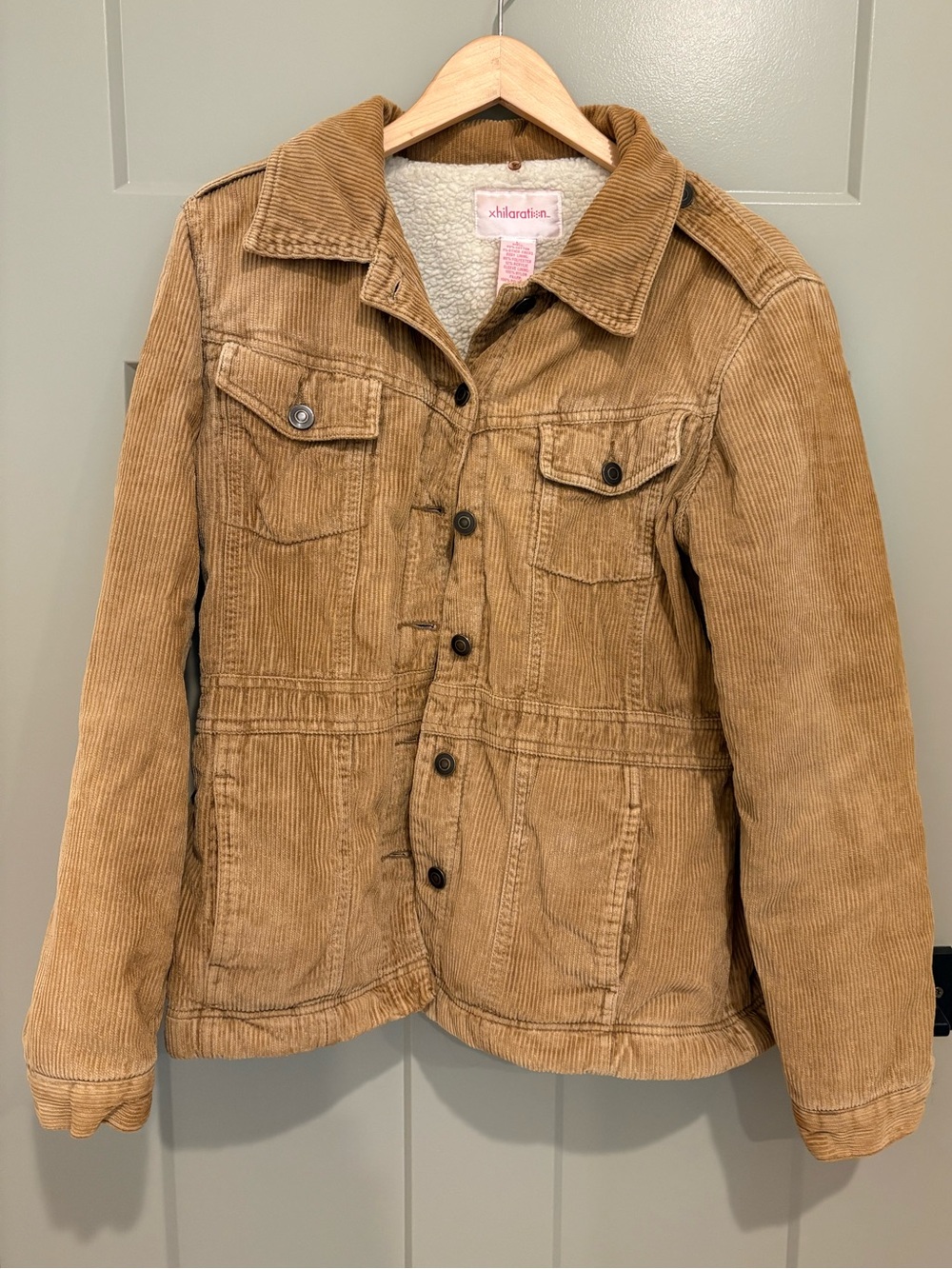 xhilaration Tan Corduroy Jacket with Sherpa Lining